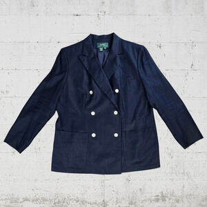 Lauren Ralph Lauren Women's Navy Double-Breasted Blazer